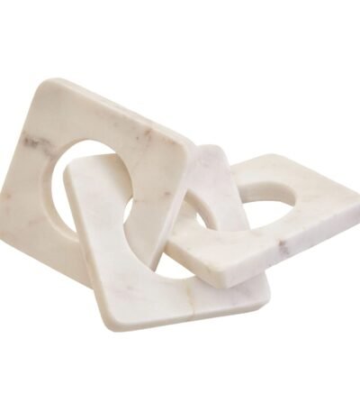 Shuna White Marble Three Link Square Chain Decor