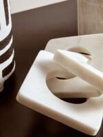 Shuna White Marble Three Link Square Chain Decor