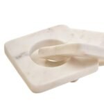 Shuna White Marble Three Link Square Chain Decor