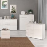 Sienna 4 Chest of Drawers 1 Door in White/White High Gloss