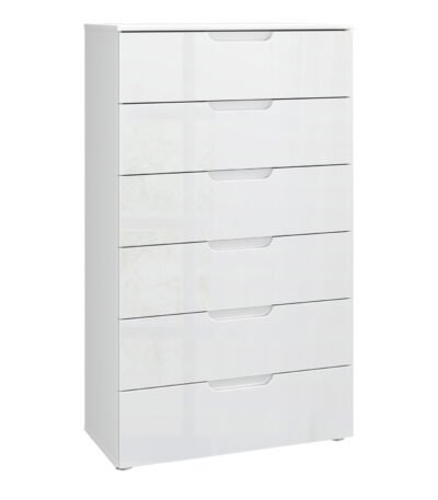 Sienna Chest of 6 Drawers in White/White High Gloss