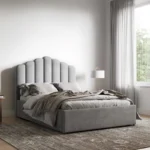 Silver Velvet Poseidon Shell Ottoman Bed