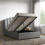 Silver Velvet Poseidon Shell Ottoman Bed