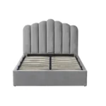 Silver Velvet Poseidon Shell Ottoman Bed