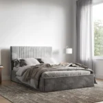 Silver Velvet Sonar Ottoman Bed