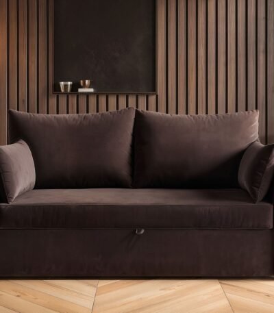 Skyler 2 Seater Sofa Bed Brown Velvet