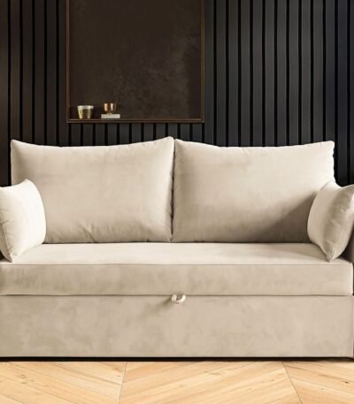 Skyler 2 Seater Sofa Bed Cream Velvet