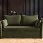 Skyler 2 Seater Sofa Bed Khaki Green Velvet