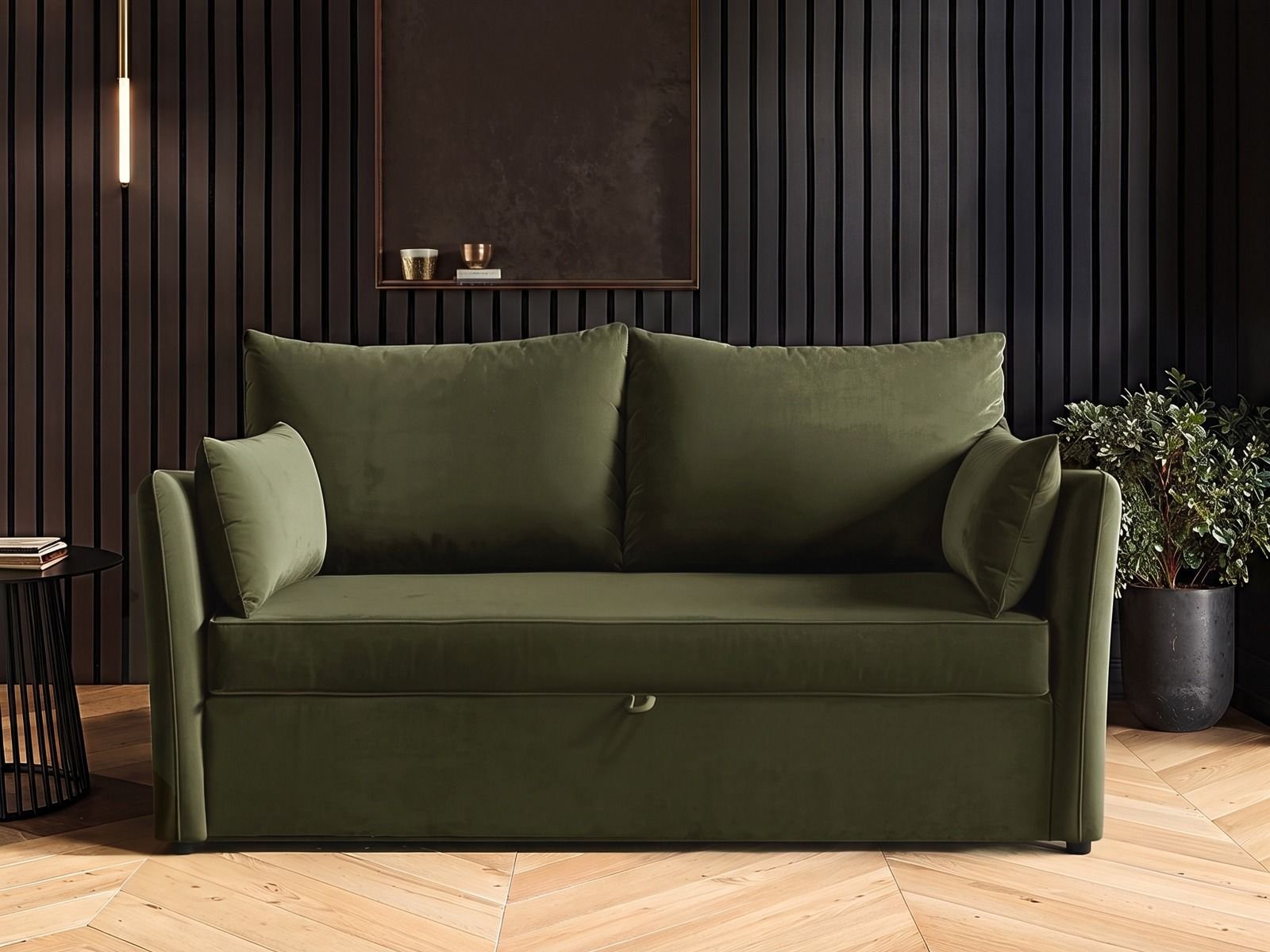 Skyler 2 Seater Sofa Bed Khaki Green Velvet Skyler 2 Seater Sofa Bed Khaki Green Velvet