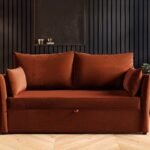 Skyler 2 Seater Sofa Bed Orange Velvet