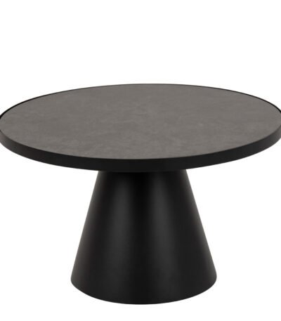 Soli Round Ceramic Coffee Table in Black 65.7x40cm
