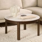 Southampton Round Coffee Table in Cream Ceramic 90x45cm