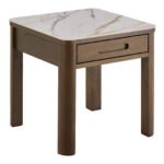 Southampton Square Side Table 1 Drawer in Cream Ceramic