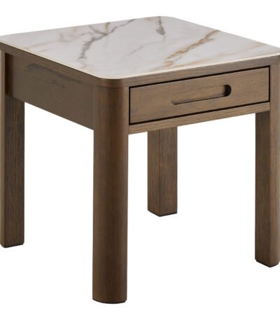 Southampton Square Side Table 1 Drawer in Cream Ceramic