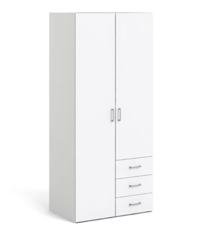 Space Wardrobe 2 Doors 3 Drawers White 1750