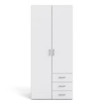 Space Wardrobe 2 Doors 3 Drawers White 1750