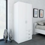 Space Wardrobe 2 Doors 3 Drawers White 1750