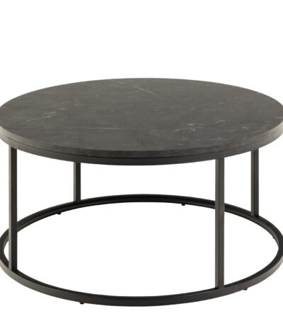 Spiro Coffee Table with Black Marble Melamine Top & Black Legs