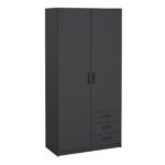 Sprint Wardrobe with 2 Doors + 3 Drawers