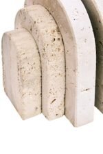 Staffa Set of 2 Slim Arched Travertine Bookends