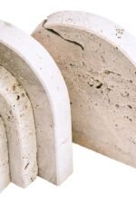 Staffa Set of 2 Slim Arched Travertine Bookends