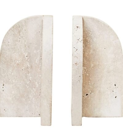 Staffa Set of 2 Wide Arched Travertine Bookends