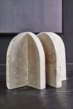 Staffa Set of 2 Wide Arched Travertine Bookends