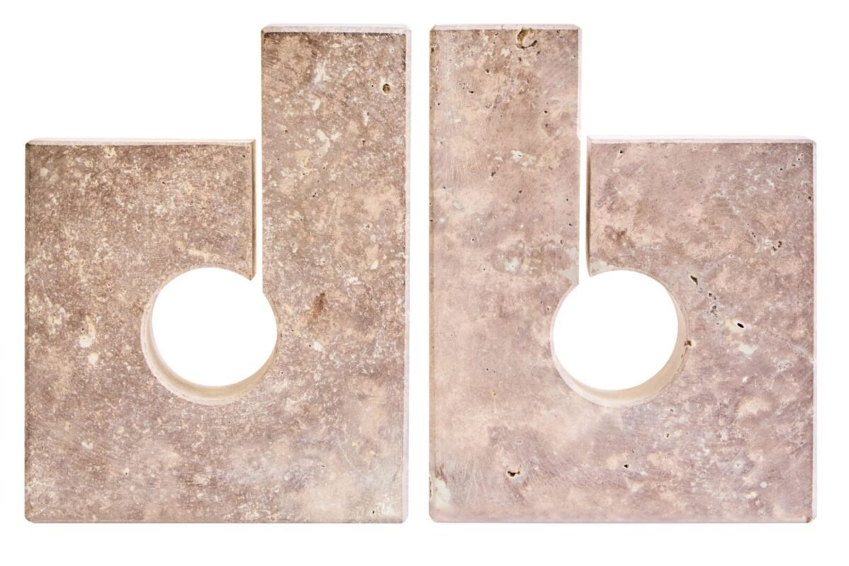 Staffa Travertine Set of 2 Sculptural Bookends