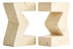 Staffa Travertine Set of 2 Sigma Bookends