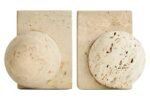 Staffa Travertine Set of 2 Spherical Bookends