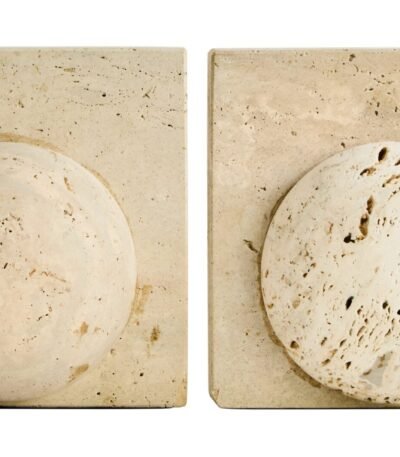 Staffa Travertine Set of 2 Spherical Bookends