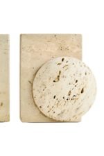 Staffa Travertine Set of 2 Spherical Bookends