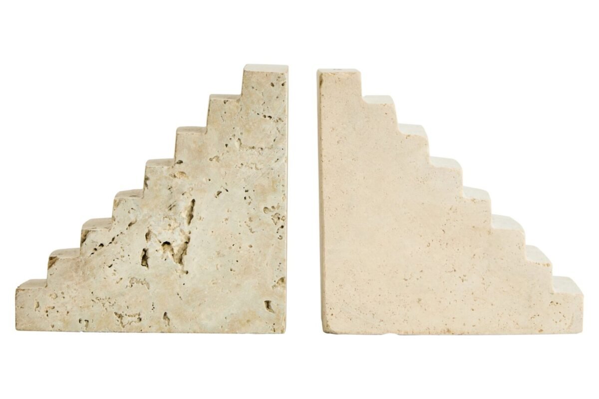 Staffa Travertine Set of 2 Stair Design Bookends
