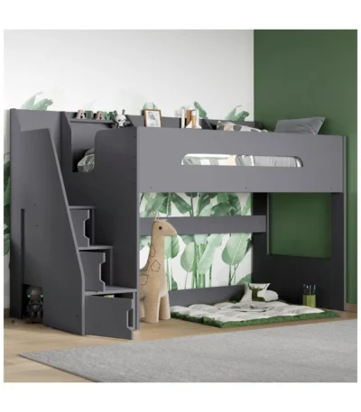 Stepaside Staircase High Sleeper Bed Grey
