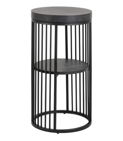 Strington Round Bedside Table 1 Shelf in Matt Black