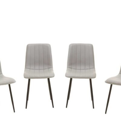 Stroma Set of 4 Light Grey Leather Effect Dining Chairs