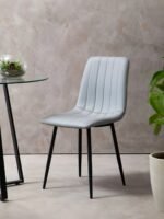 Stroma Set of 4 Light Grey Leather Effect Dining Chairs