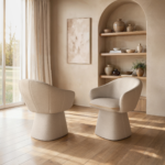 Sylvia Set of 2 Curved Back Dining Chairs Beige