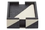 Taransay Set of 4 Black and White Coasters with Holder