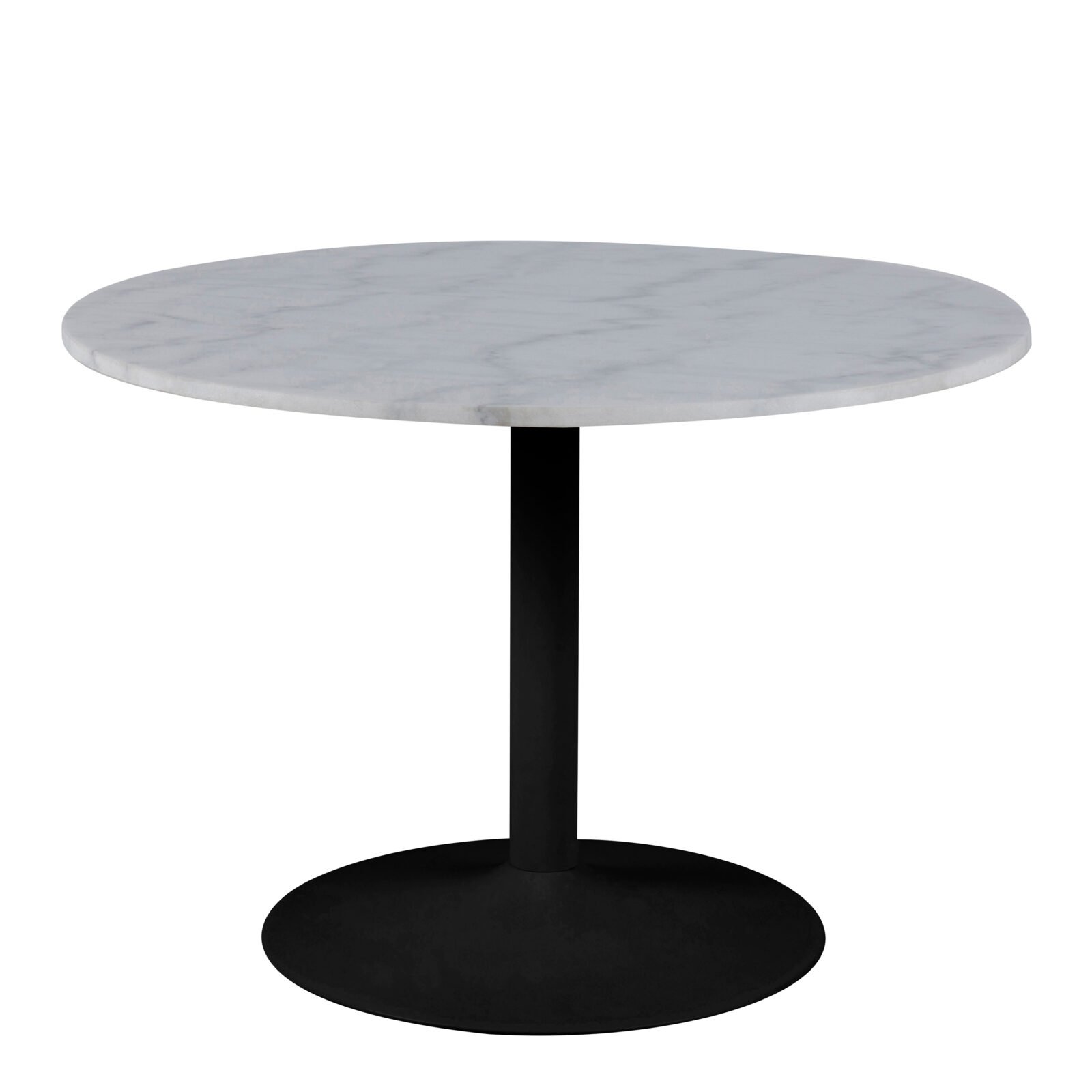 Tarifa Round Dining Table with White Polished Marble Top and Black Base 110cm Tarifa Round Dining Table with White Polished Marble Top and Black Base 110cm