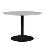 Tarifa Round Dining Table with White Polished Marble Top and Black Base 110cm