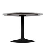 Tarifa Round Dining Table with White Polished Marble Top and Black Base 110cm