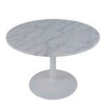 Tarifa Round Dining Table with White Polished Marble Top and White Base 110cm