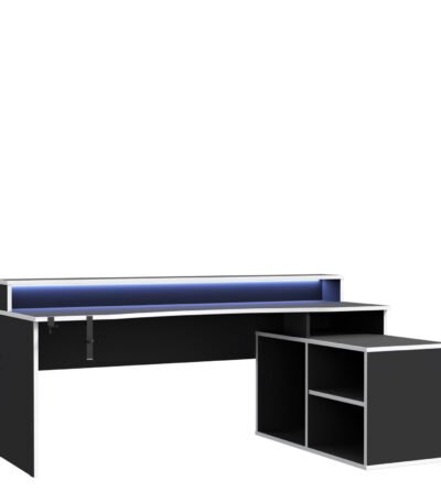 Tezaur Black Storage Gaming Desk 3 Shelves with Colour Changing LED