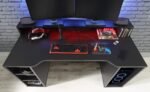 Tezaur Wide Black Gaming Desk with Colour Changing LED