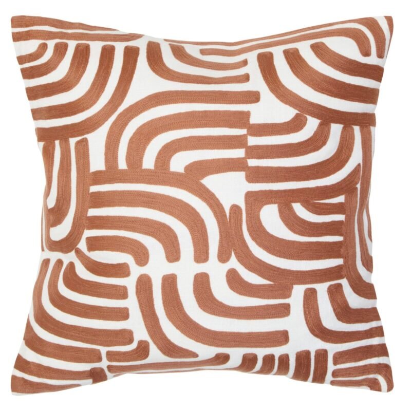 Tiree Natural and Terracotta Square Cushion