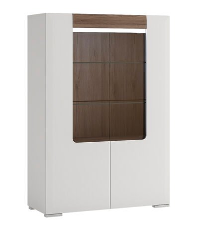 Toronto Low Glazed 2 Door Display Cabinet with Internal Shelves (inc. Plexi Lighting)
