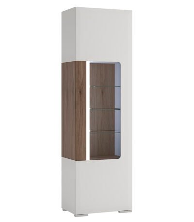 Toronto Tall Narrow Glazed Display Cabinet with Internal Shelves (inc. Plexi Lighting)