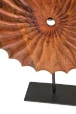 Ulva Brown Wood Round Sculpture with Black Base