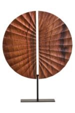 Ulva Brown Wood Sculpture with Black Base